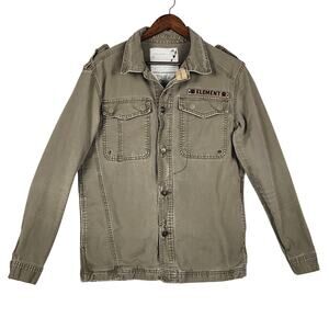Element Skateboards Military Green Shirt Jacket Y2K Men’s SZ M Skater Grunge